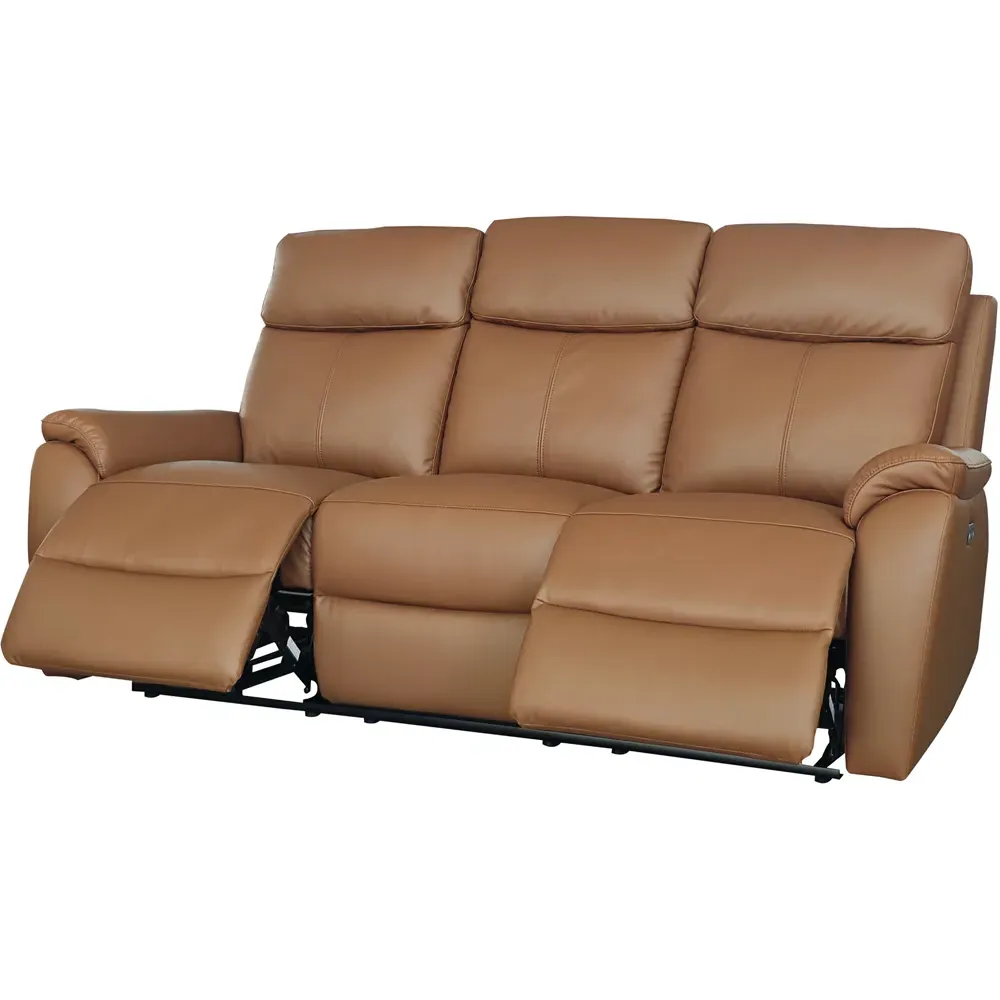 Kingsmere 6-Seater Power Recliner Sofa Suite with USB - Tan, Leather