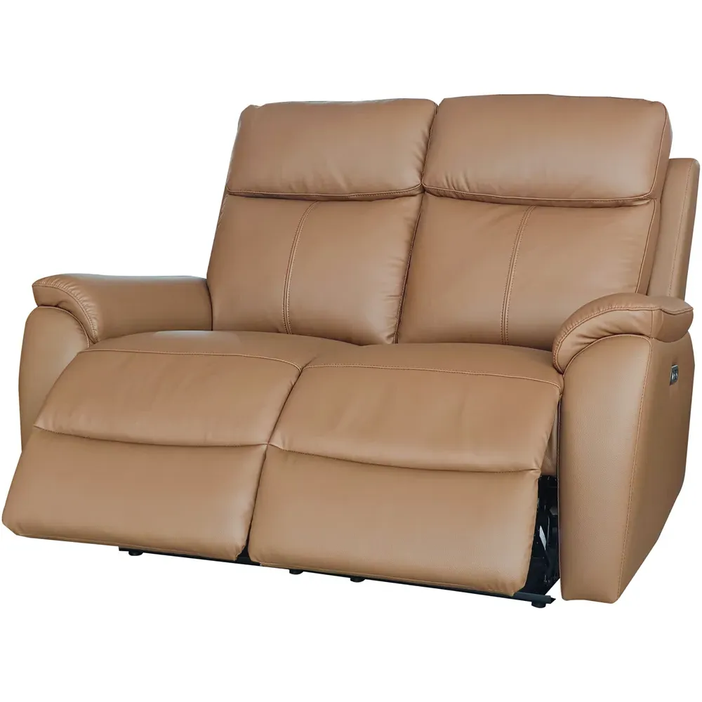 Kingsmere 6-Seater Power Recliner Sofa Suite with USB - Tan, Leather