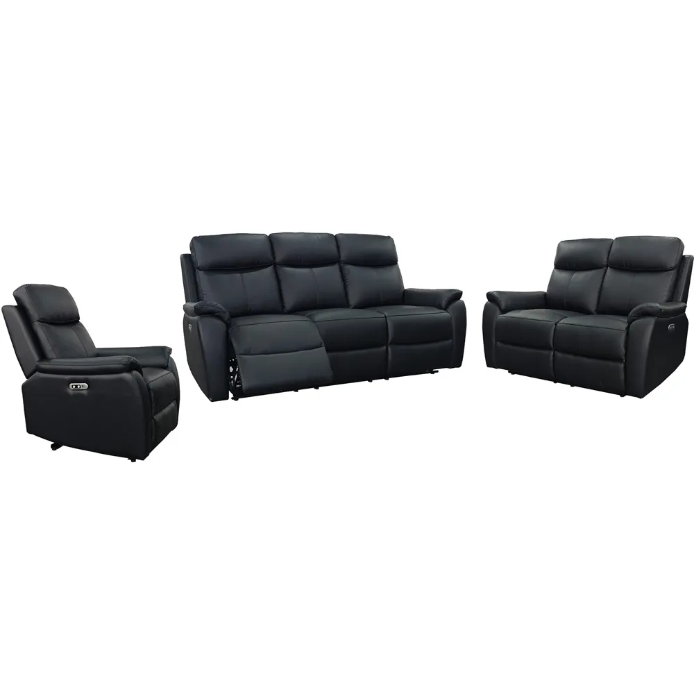 Kingsmere 6-Seater Power Recliner Suite - Black, Leather