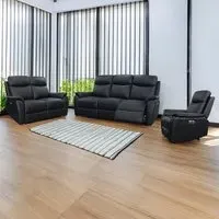 Kingsmere 6-Seater Power Recliner Suite - Black, Leather