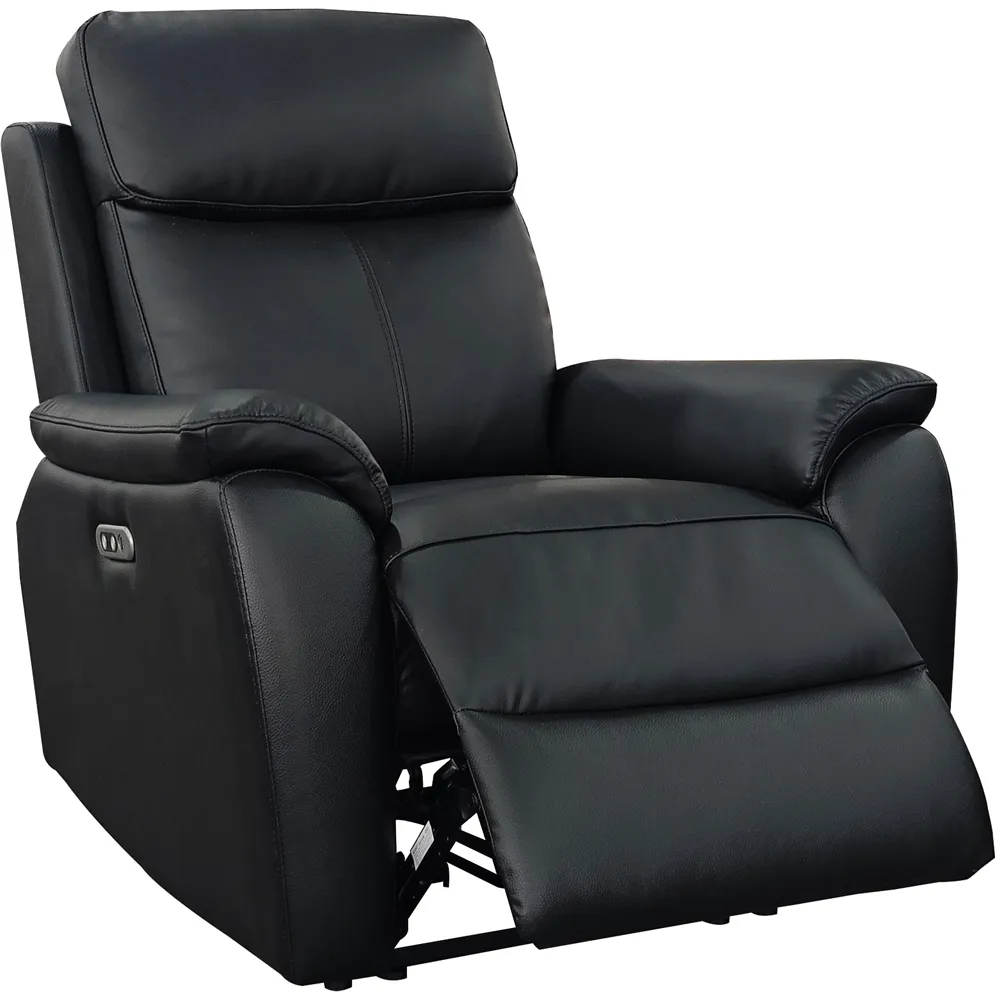 Kingsmere Power Recliner Armchair with USB - Black, Leather