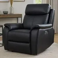 Kingsmere Power Recliner Armchair with USB - Black, Leather