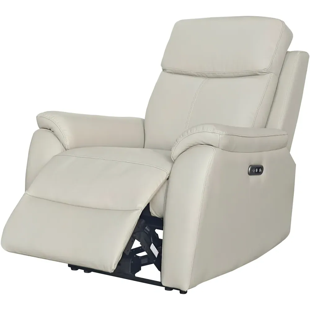 Kingsmere Power Recliner Armchair with USB - Grey, Leather