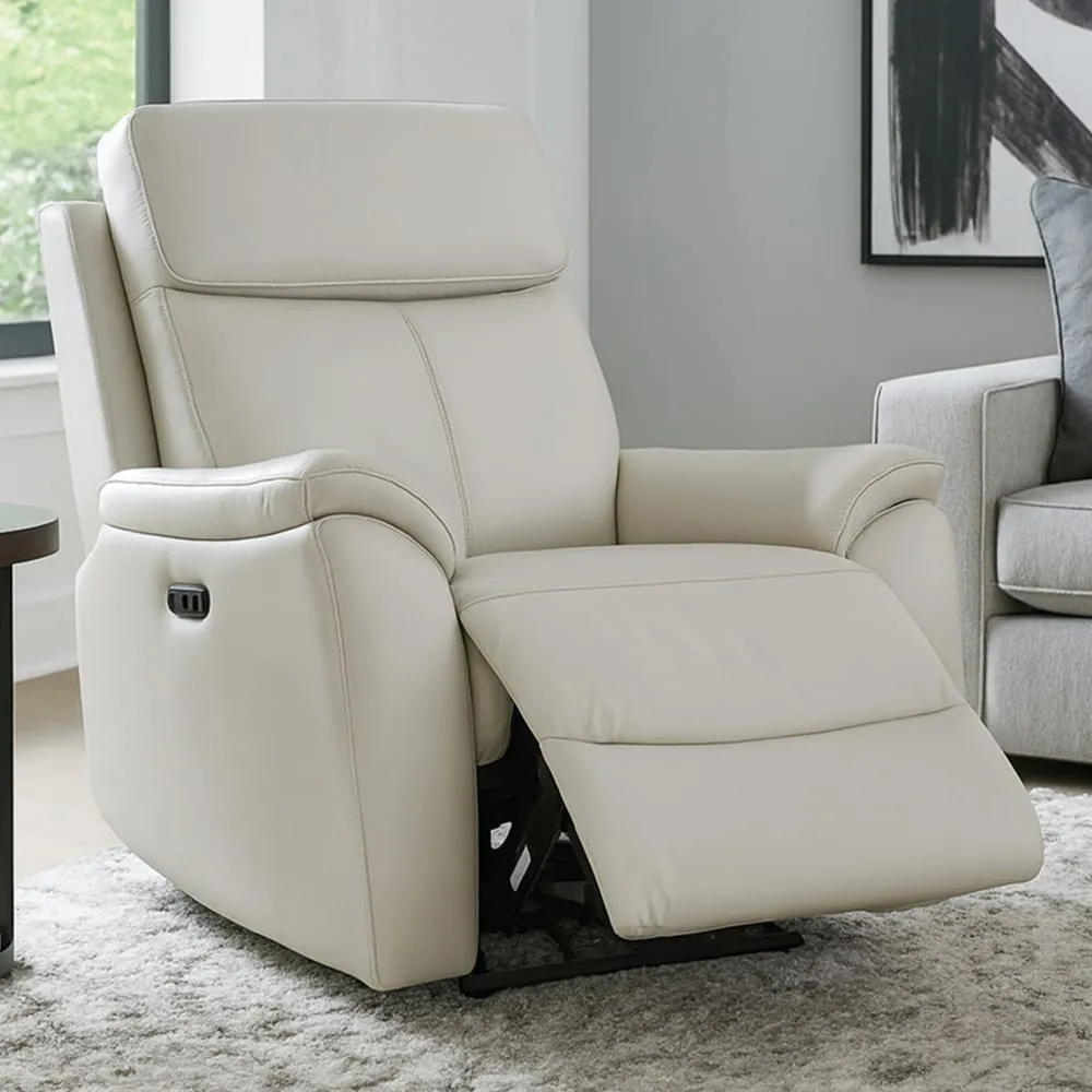 Kingsmere Power Recliner Armchair with USB - Grey, Leather image