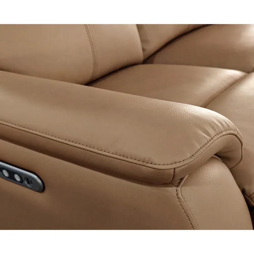 Kingsmere Power Recliner Armchair with USB - Tan, Leather