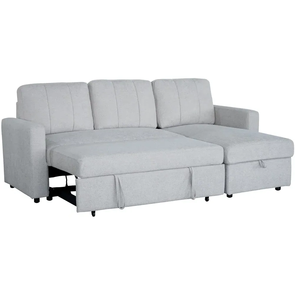 Nexis 3-Seater Left Hand Chaise Corner Sofa Bed - Grey