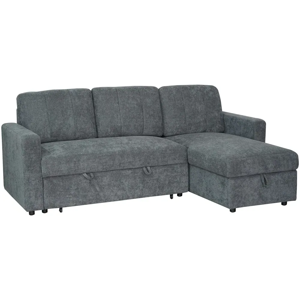 Nexis 3-Seater Left Hand Chaise Corner Sofa Bed with Storage - Charcoal