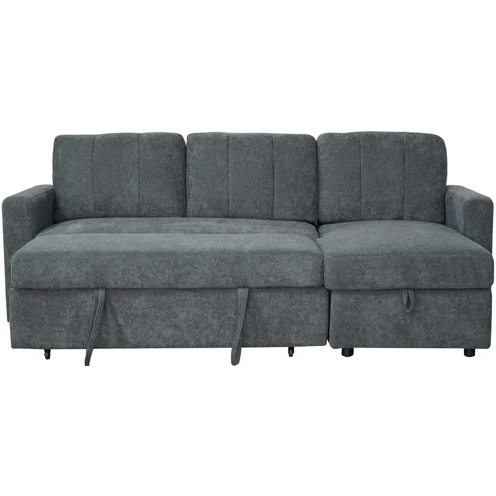 Nexis 3-Seater Left Hand Chaise Corner Sofa Bed with Storage - Charcoal