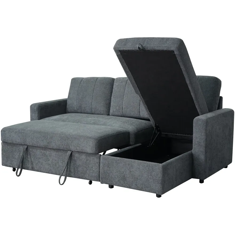 Nexis 3-Seater Left Hand Chaise Corner Sofa Bed with Storage - Charcoal