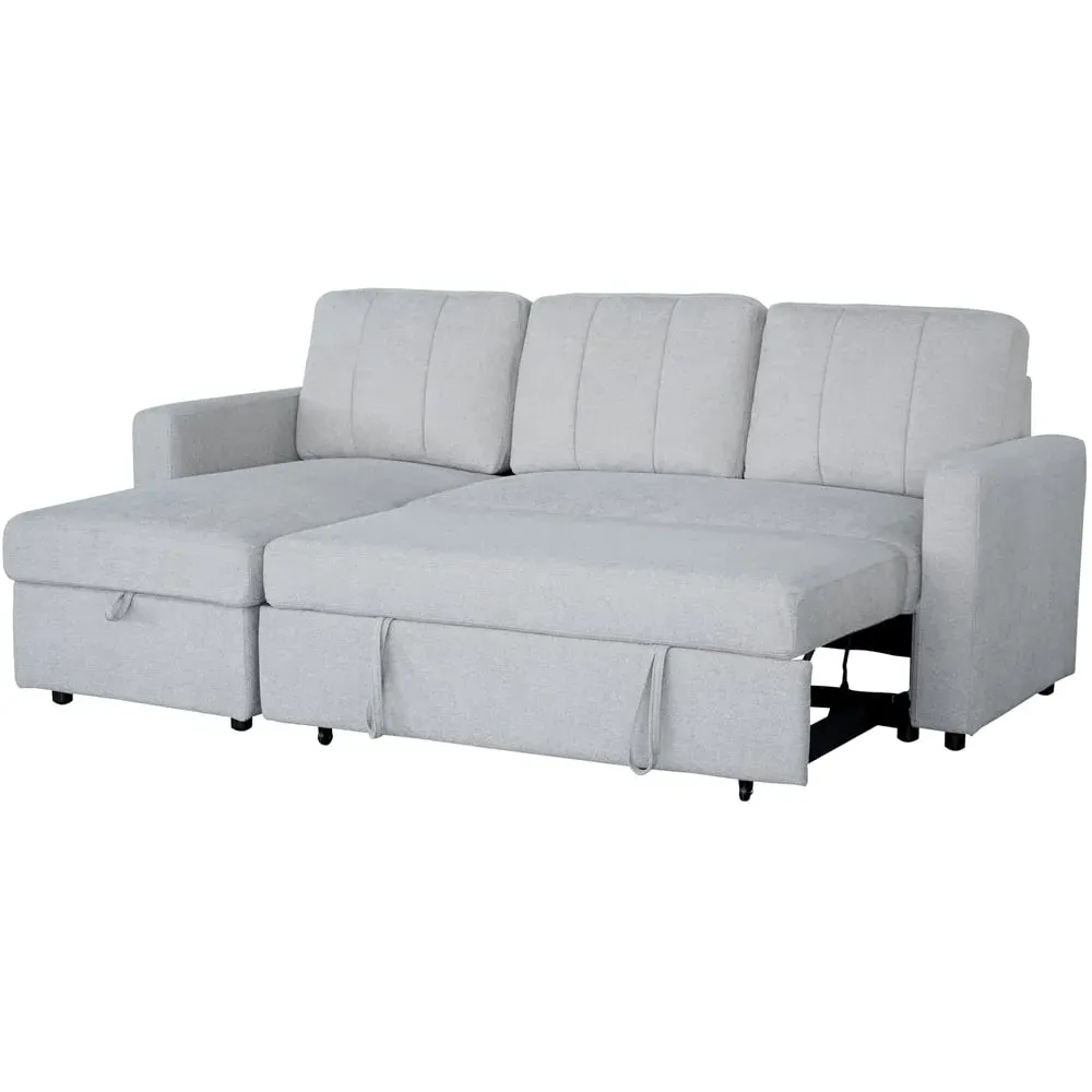 Nexis 3-Seater Right Hand Chaise Corner Sofa Bed - Grey
