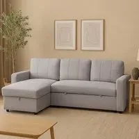 Nexis 3-Seater Right Hand Chaise Corner Sofa Bed - Grey