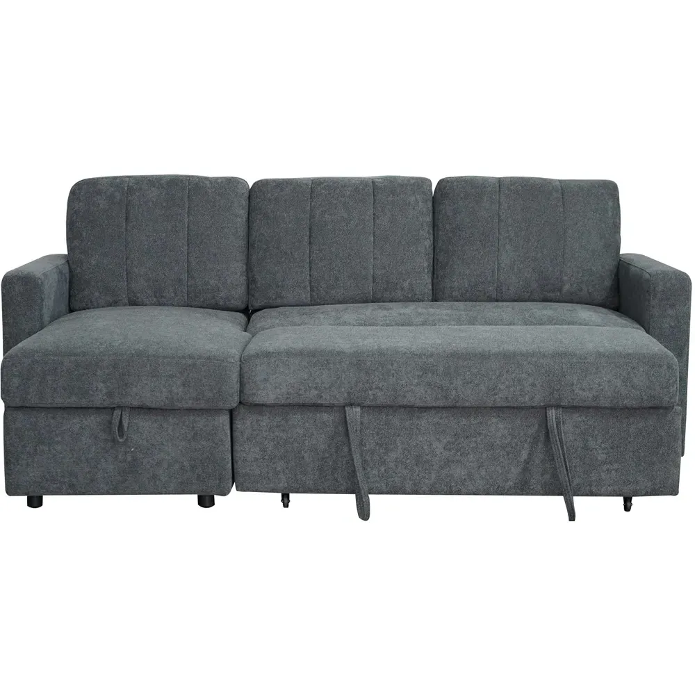 Nexis 3-Seater Right Hand Chaise Corner Sofa Bed with Storage - Charcoal