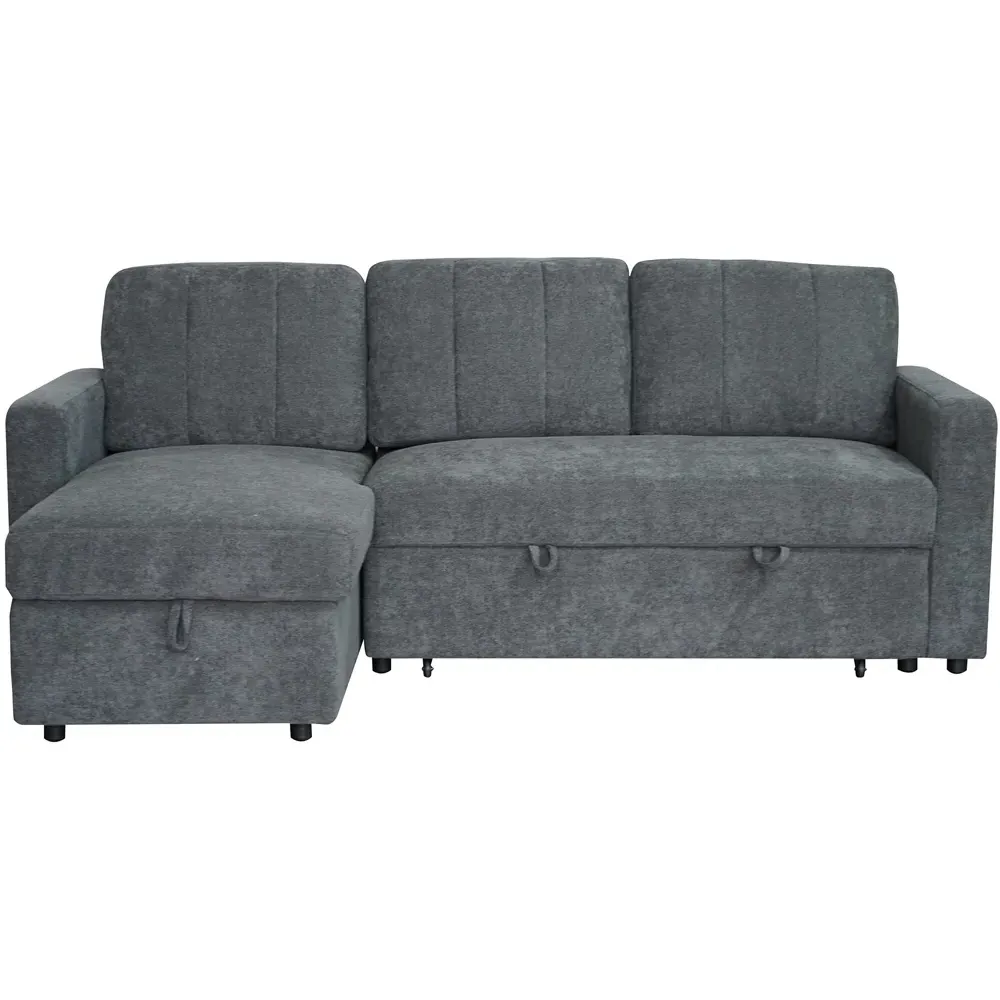 Nexis 3-Seater Right Hand Chaise Corner Sofa Bed with Storage - Charcoal