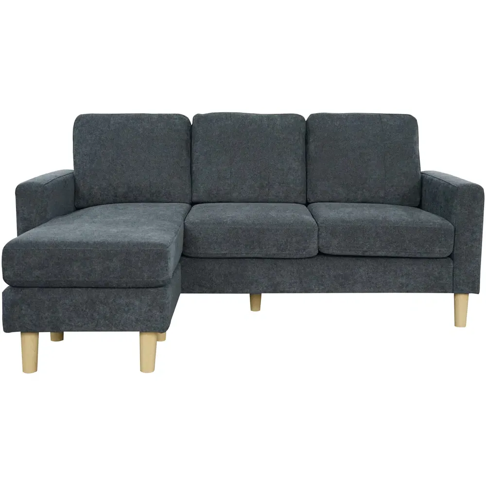 Pad 3-Seater Compact Sofa with Reversible Chaise - Charcoal