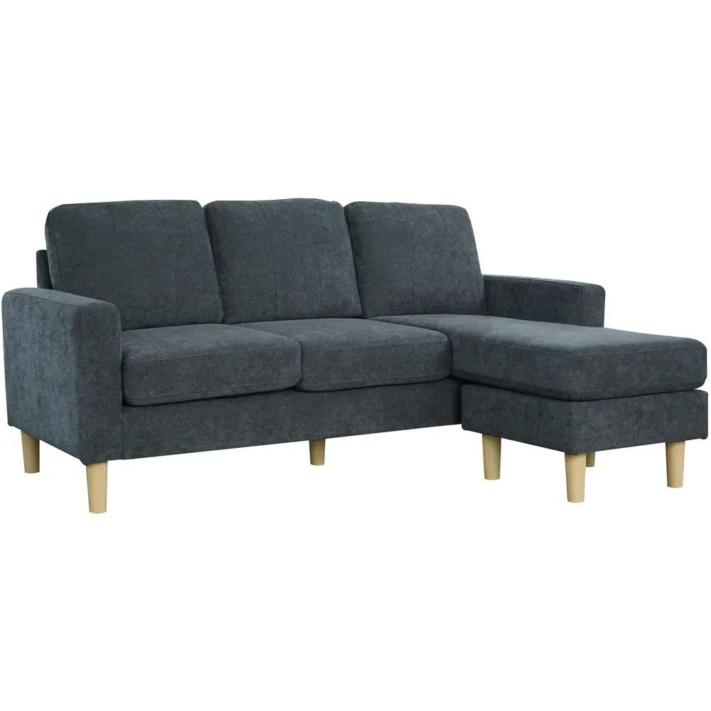 Pad 3-Seater Compact Sofa with Reversible Chaise - Charcoal