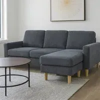 Pad 3-Seater Compact Sofa with Reversible Chaise - Charcoal
