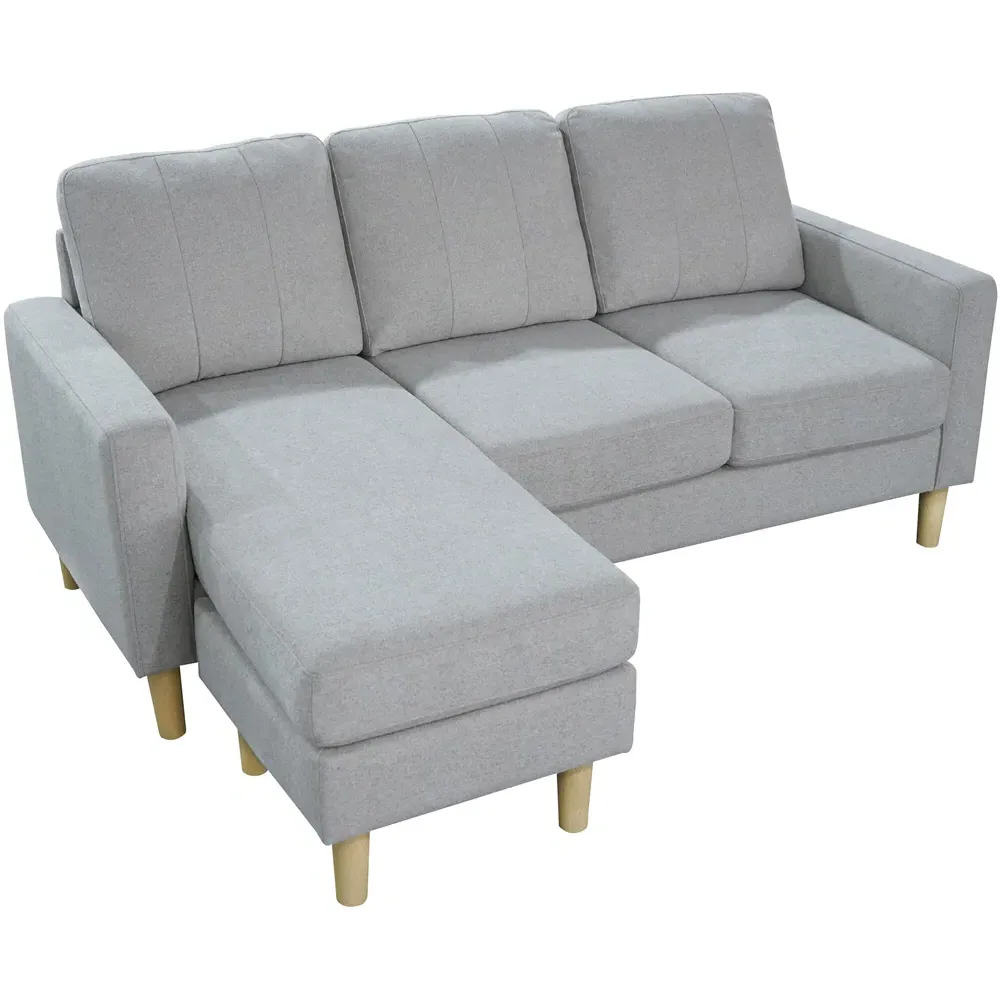 Pad 3-Seater Compact Sofa with Reversible Chaise - Grey