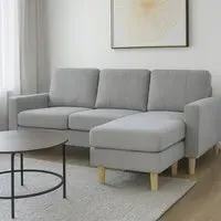 Pad 3-Seater Compact Sofa with Reversible Chaise - Grey
