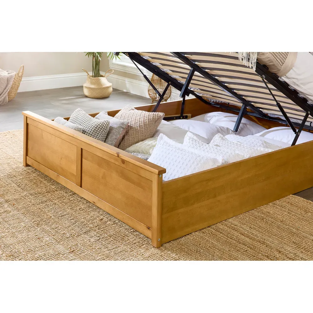 Super King Size Ottoman Bed with Storage - Brown, Wood