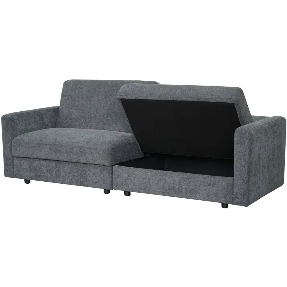 Vault 2-Seater Sofa Bed with Dual Storage - Charcoal
