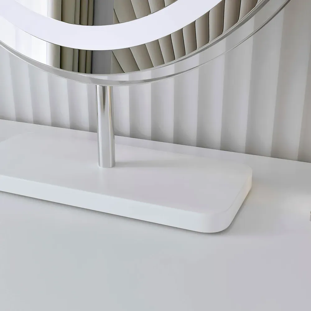 CARME Home Round Touch Sensor Light Mirror - Silver, Marble