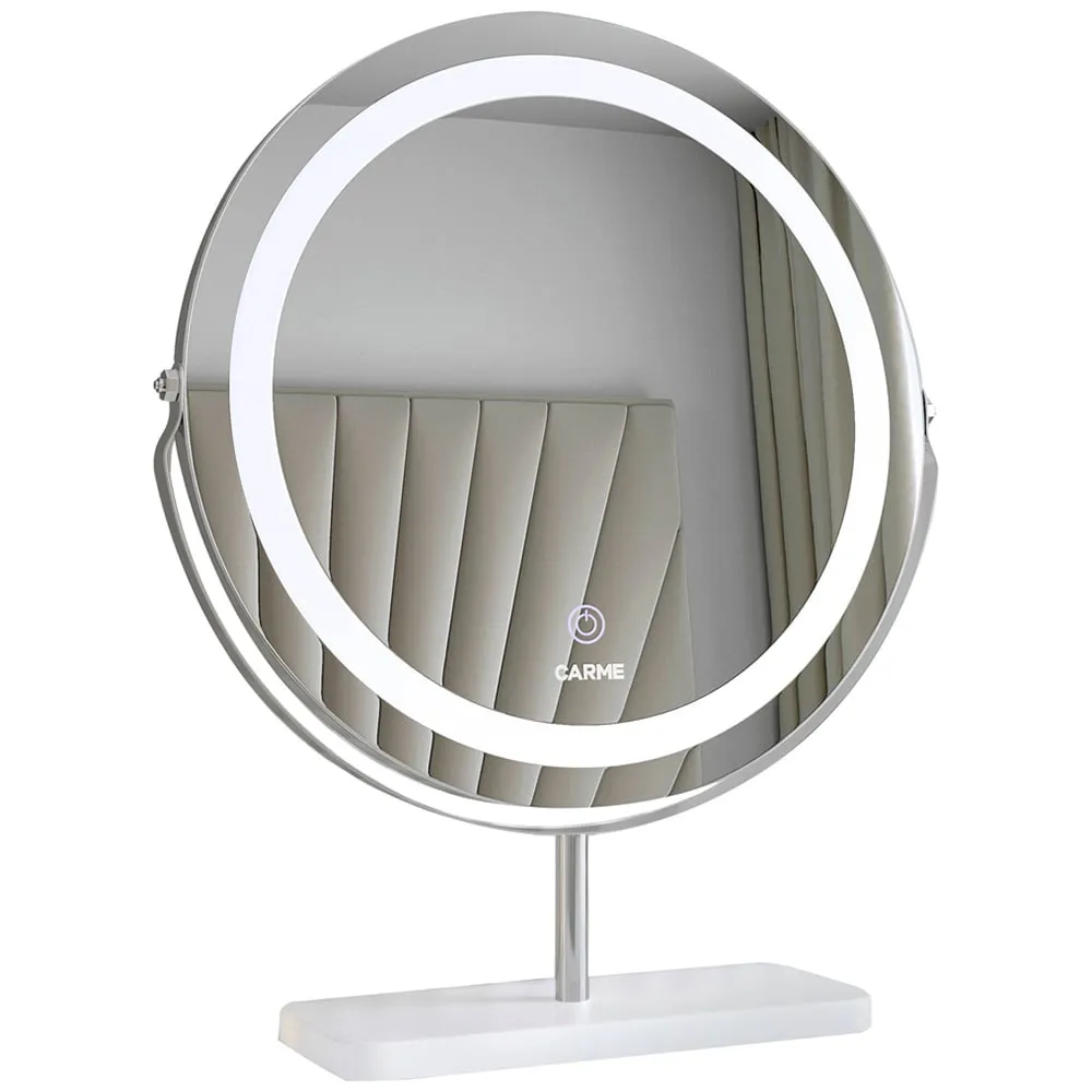 CARME Home Round Touch Sensor Light Mirror - Silver, Marble image