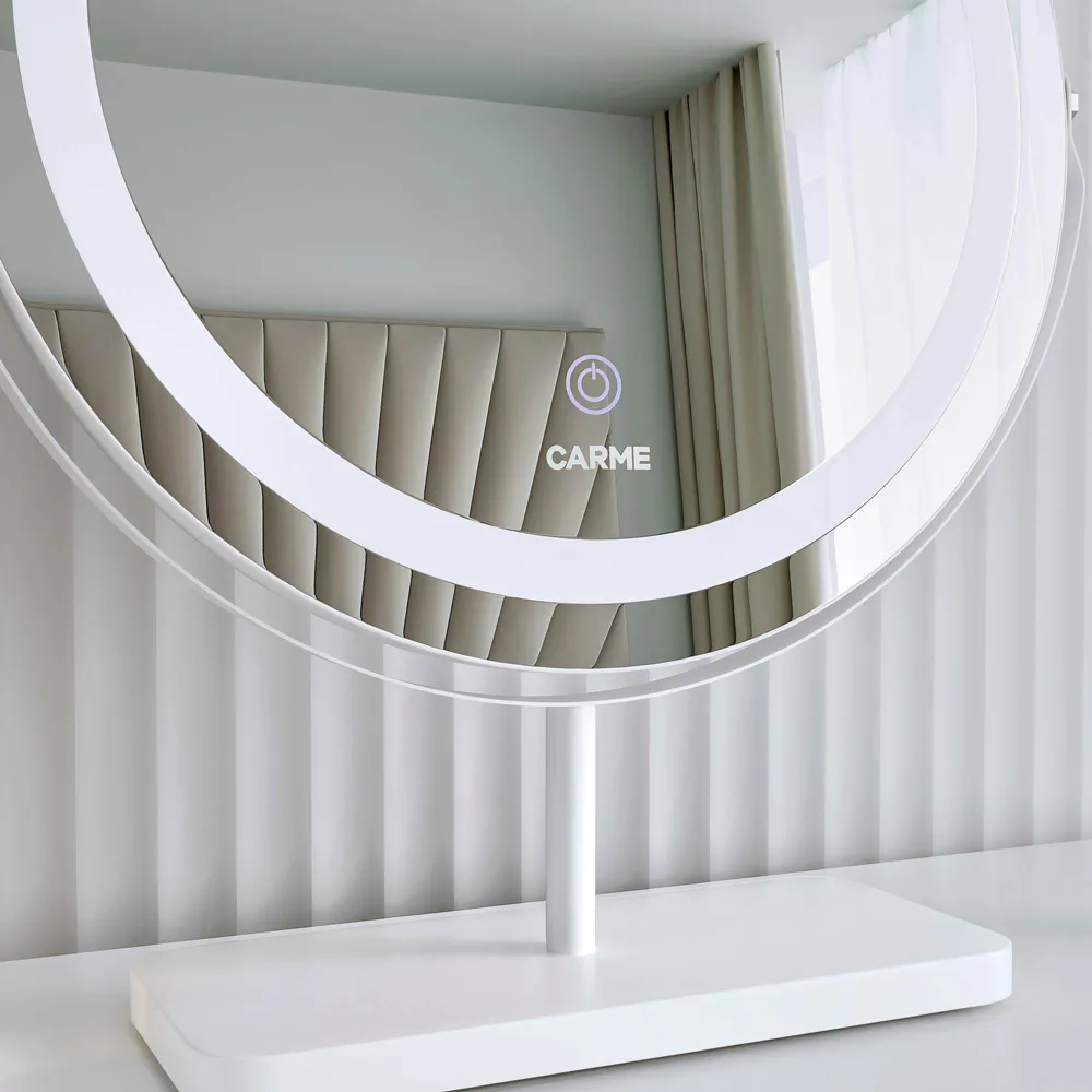 CARME Home Round Touch Sensor Light Mirror - White, Marble