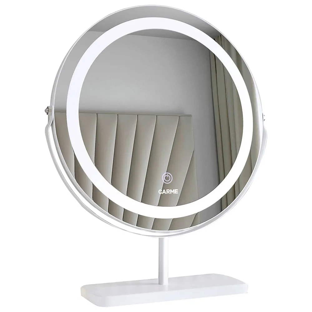 CARME Home Round Touch Sensor Light Mirror - White, Marble