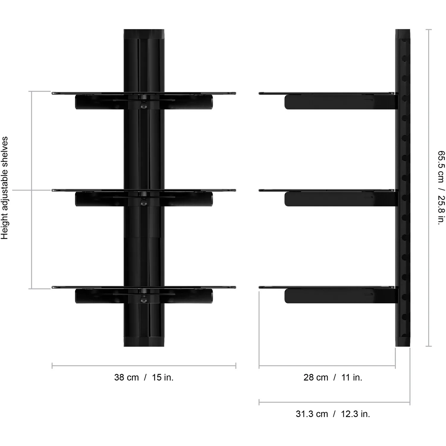 AVF 3 Shelf AV Unit - Black, Glass