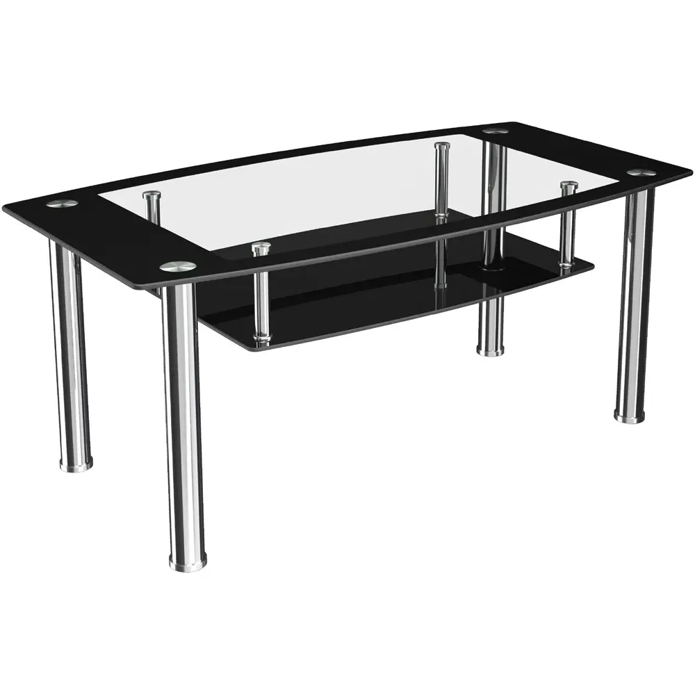 AVF Coffee Table with Shelf - Black, Glass
