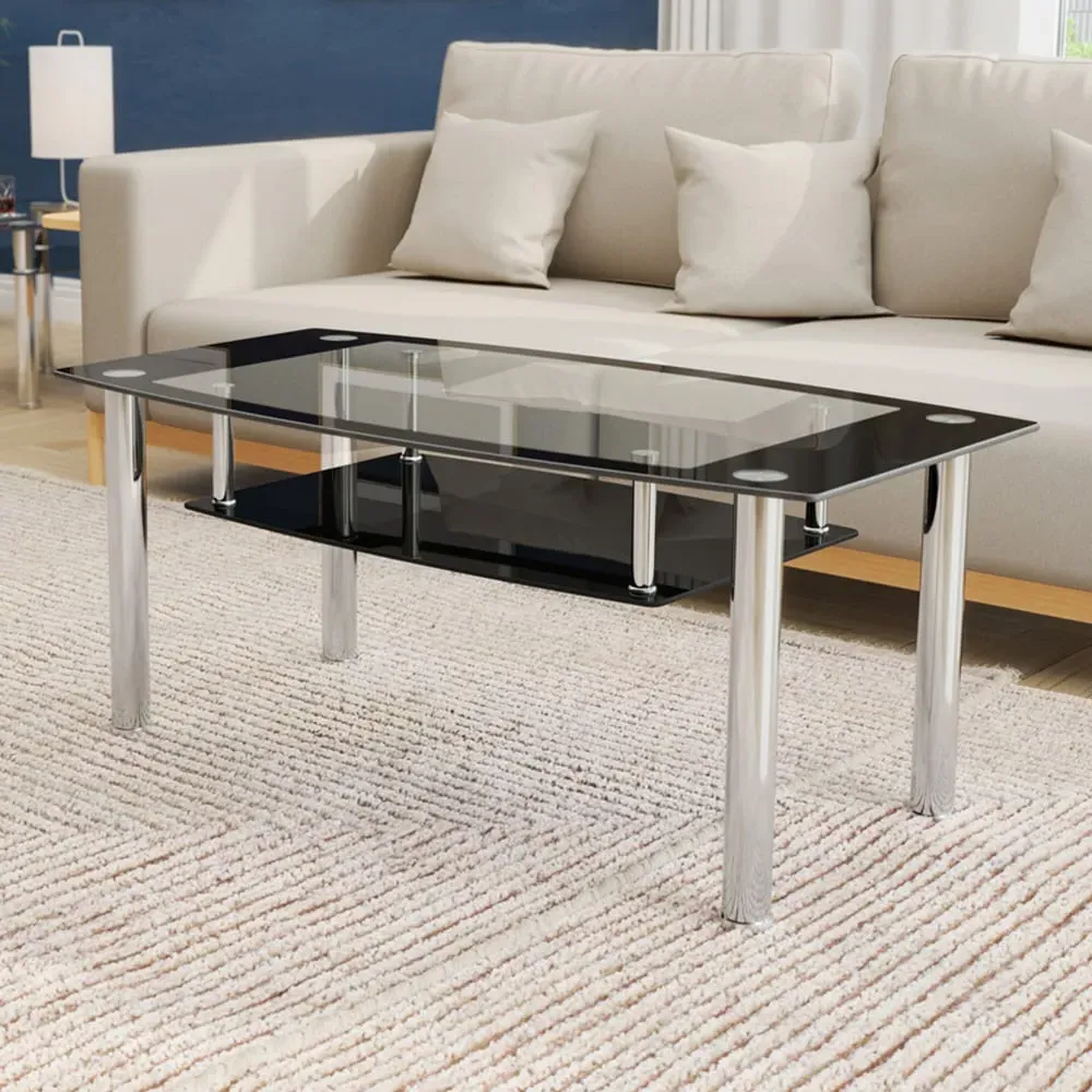 AVF Coffee Table with Shelf - Black, Glass image