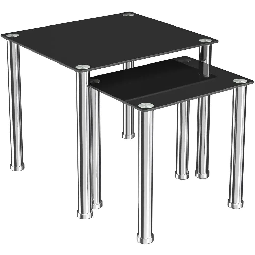 AVF Nest of Tables Set of 2 - Black, Glass