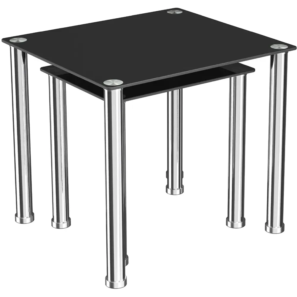AVF Nest of Tables Set of 2 - Black, Glass