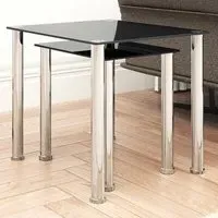 AVF Nest of Tables Set of 2 - Black, Glass