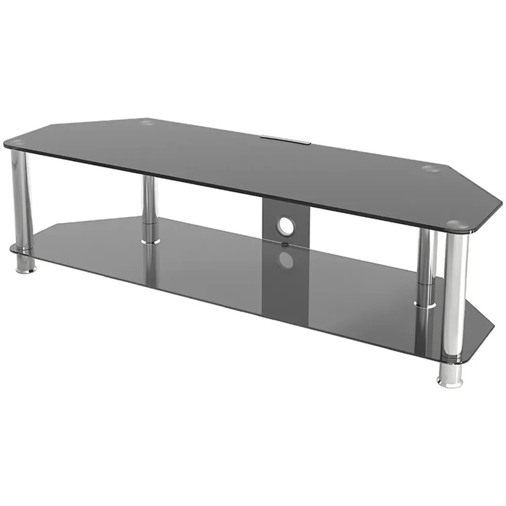 2 Shelf Corner TV Unit - Black, Glass