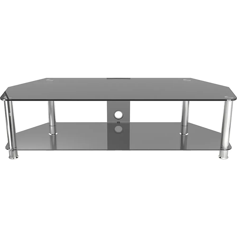 2 Shelf Corner TV Unit - Black, Glass