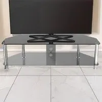 2 Shelf Corner TV Unit - Black, Glass