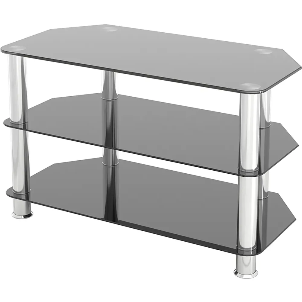 2 Shelf Corner TV Unit - Black, Glass