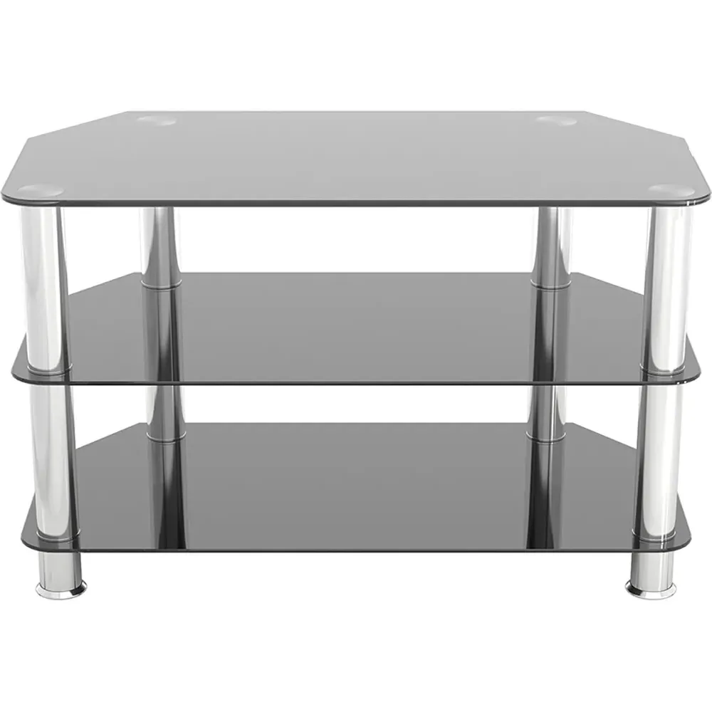 2 Shelf Corner TV Unit - Black, Glass