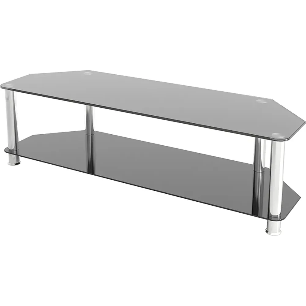 2 Shelf Corner TV Unit - Black, Glass