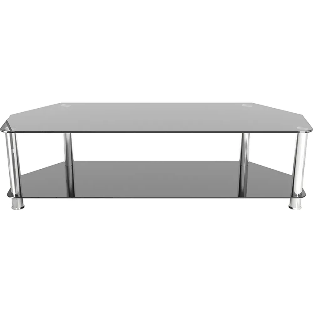 2 Shelf Corner TV Unit - Black, Glass