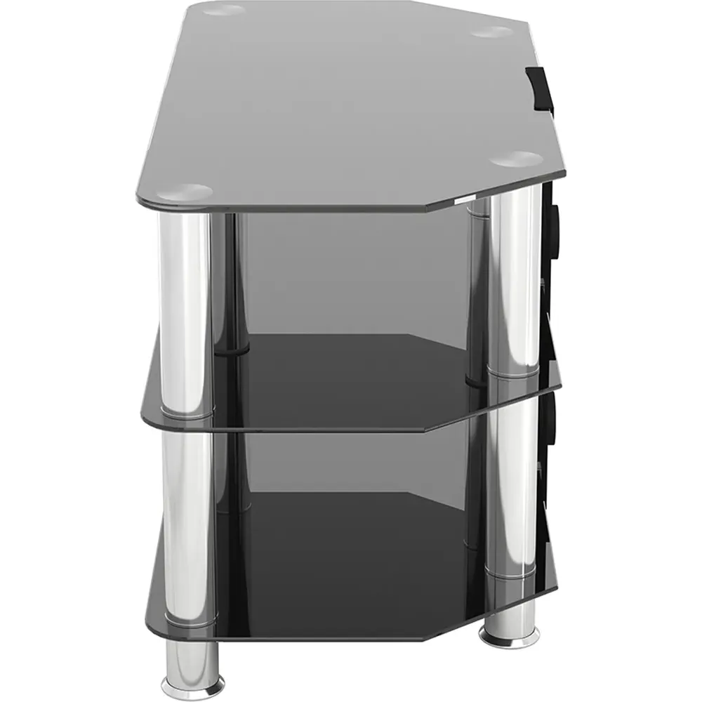 2 Shelf Corner TV Unit with Cable Management - Black, Glass