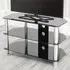 2 Shelf Corner TV Unit with Cable Management - Black, Glass