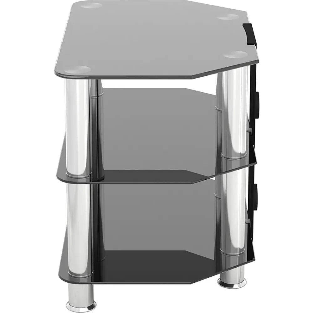 2 Shelf Corner TV Unit with Cable Management - Black, Glass