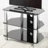 2 Shelf Corner TV Unit with Cable Management - Black, Glass