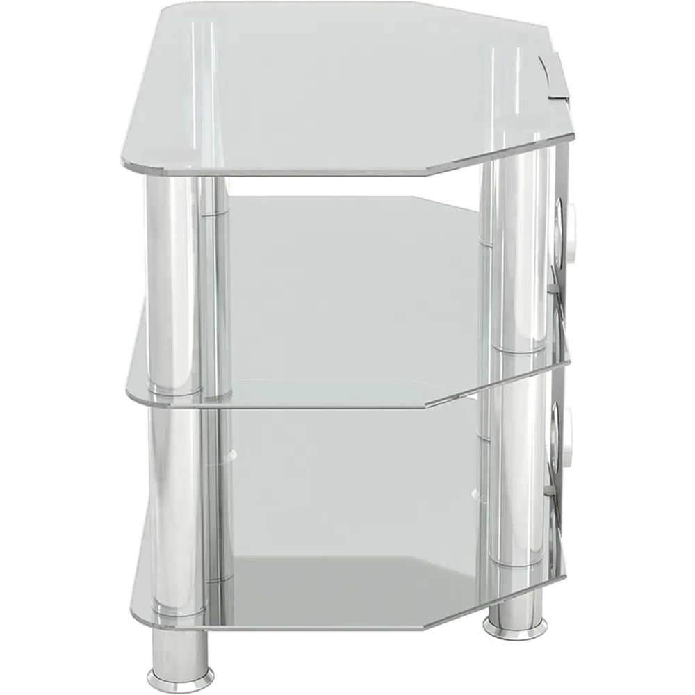 2 Shelf Corner TV Unit with Cable Management - Clear, Glass