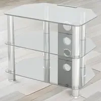 2 Shelf Corner TV Unit with Cable Management - Clear, Glass