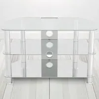 2 Shelf Corner TV Unit with Cable Management - Clear, Glass