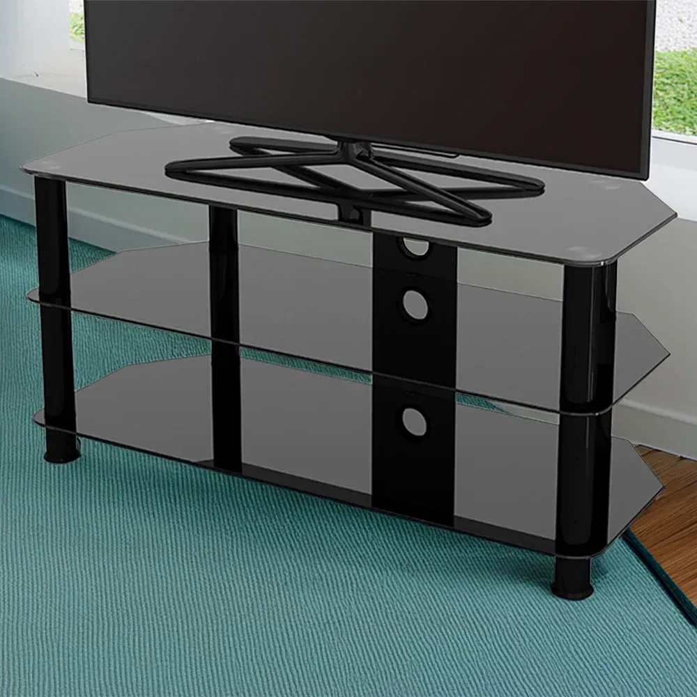 AVF 2 Shelf Corner TV Stand with Cable Management - Black image