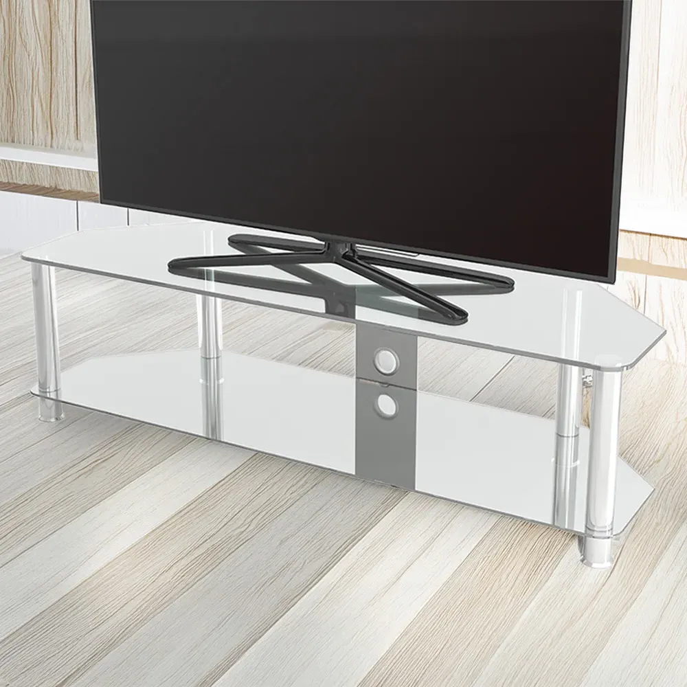 AVF 2 Shelf Corner TV Stand with Cable Management - Clear image